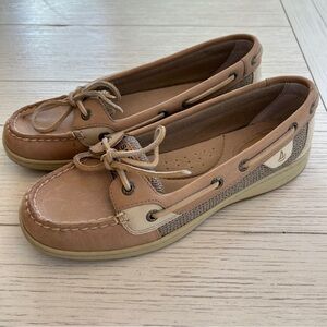 Sperry Angelfish Tan Leather Boat Shoes Size 8